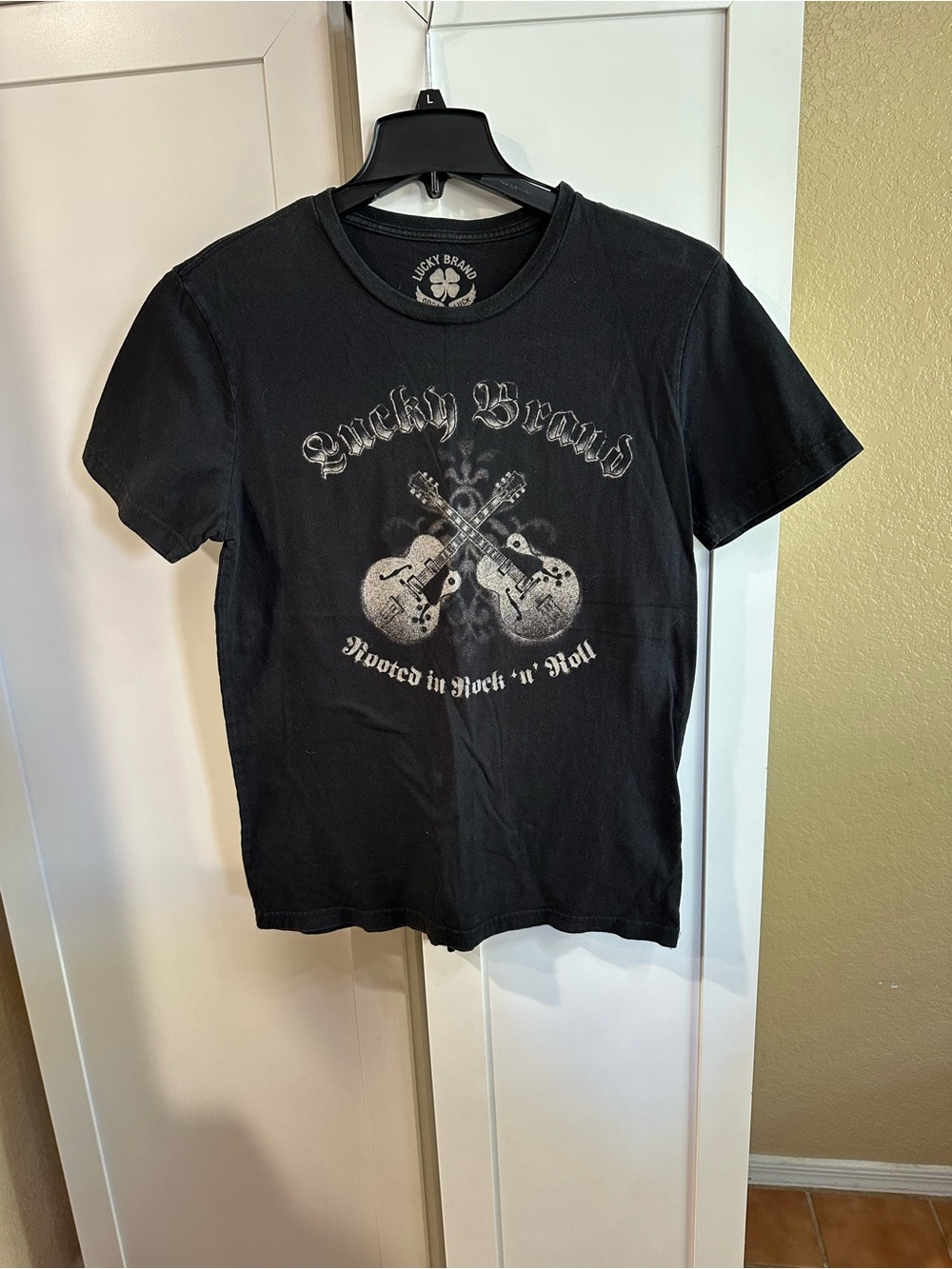 Lucky Brand Black Rock N Roll Graphic Tee Mens Med